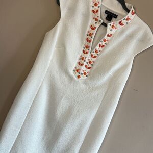 Jessica Howard White Sleeveless Sheath with Jeweled Neckline - Size 12